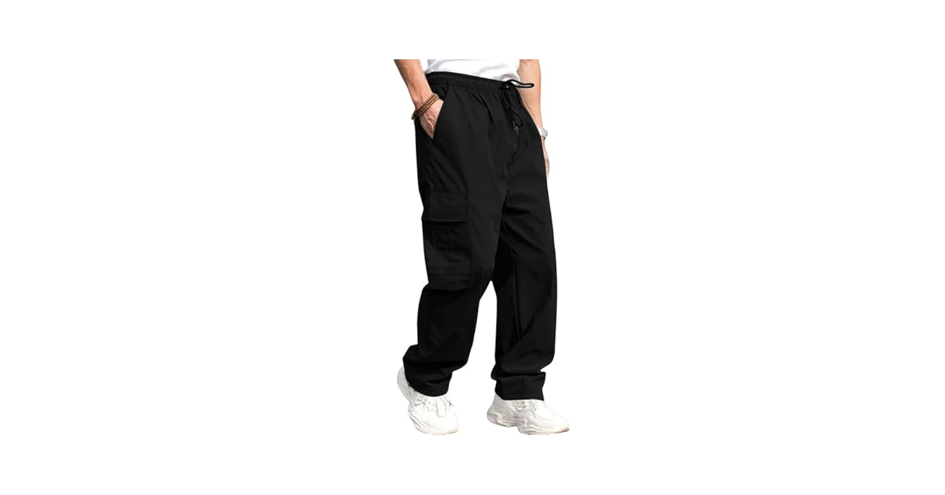 HGKPFGTF Men Casual Cargo Pants Drawstring Athletic Solid